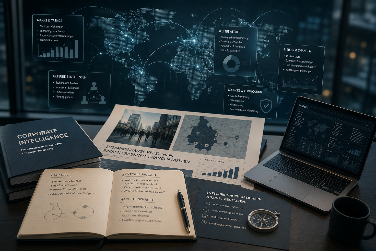 Corporate-Intelligence-Lagebild mit Marktanalysen, Akteuren und Risiken
